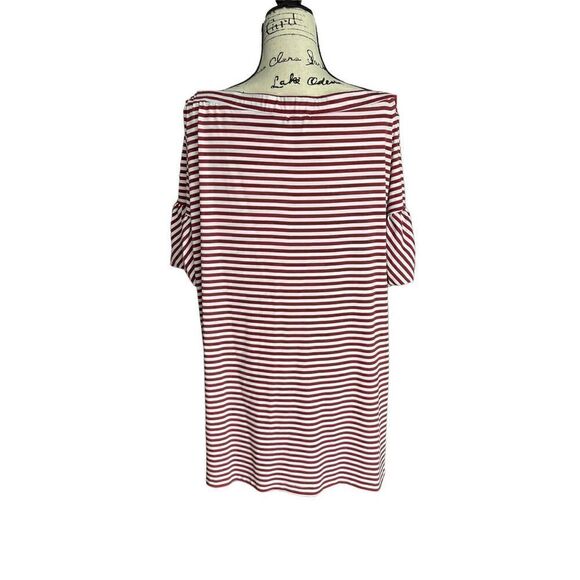 Donna Morgan Women's Red & White Off Shoulder Bishop Sleeve Dress Size 14 - Picture 4 of 8